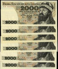 6 x 2.000 złotych 1.06.1982, serie BR (2x), BY, 