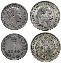 Zestaw monet, lot dwóch monet: 5 krajcarów 1864 