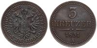 Austria, 3 krajcary, 1851 A