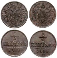 lot 2 monet, zestaw monet: 1/2 krajcara 1851 A -