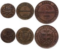 zestaw 3 monet, 5 centymów 1859 (Toskania), 1 ce