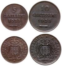 zestaw monet, 10 centymów 1935 (Rzym) oraz 5 cen