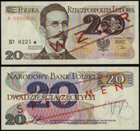 20 złotych 1.06.1982, seria A 0000000, czerwone 