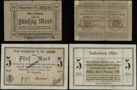 banknoty zastępcze, Świecie, 50 marek 15.11.1918, ze stemplem Polnische Währung;
Kętrzyn, 5 ma..