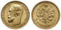 5 rubli 1909 ЭБ, Petersburg, złoto 4.30 g, piękn