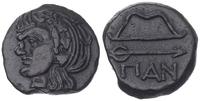 obol 275-245 pne, Aw: Głowa satyra w lewo, Rw: Ł