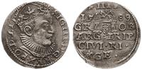 trojak 1589, Ryga, znak mincerski przed GE, mone