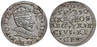 trojak 1590, Ryga, mała głowa króla (korona z ro