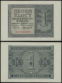 1 złoty 1.08.1941, seria AA 5264594, wyśmienite,