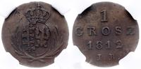 1 grosz  1812, Warszawa, moneta w pudełku NGC z 