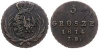 3 grosze 1814, Warszawa, w dacie cyfra 8 z brzus