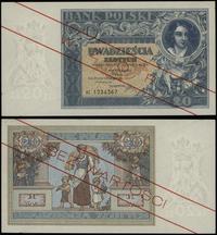 20 złotych 20.06.1931, seria AT 1234567, czerwon