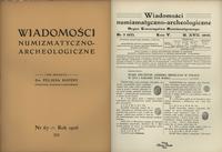 czasopisma, Wiadomości Numizmatyczno-Archeologiczne, kompletny rocznik 1906 (4 zeszyty)