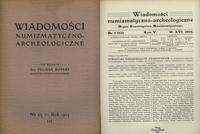 czasopisma, Wiadomości Numizmatyczno-Archeologiczne, kompletny rocznik 1905 (4 zeszyty)