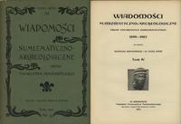 czasopisma, Wiadomości Numizmatyczno-Archeologiczne, kompletny rocznik 1902 (3 zeszyty)