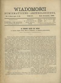 czasopisma, Wiadomości Numizmatyczno-Archeologiczne, kompletny rocznik 1900 (3 zeszyty)
