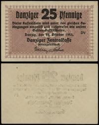 25 fenigów 22.10.1923, inicjały drukarni DV, śla