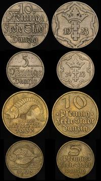 zestaw 4 monet: 5 fenigów 1923 i 1932, 10 fenigó