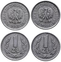 zestaw 2 x 1 zł 1967 i 1968, Warszawa, rzadkie r