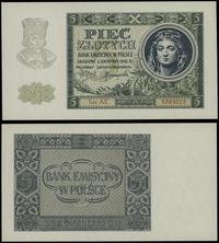 5 złotych 1.08.1941, seria AE, numeracja 5389523
