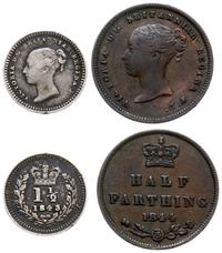 zestaw 2 monet: 1 1/2 pensa 1843 i 1/2 farthinga