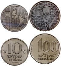 zestaw: 10 i 100 Sheqalim 1984, 1985, miedzionik