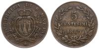 5 centesimi 1869 M, Mediolan, ładnie zachowane, 