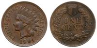 1 cent 1904, brąz, nierówna, ciemna patyna, KM 9