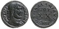 follis 320, Tessaloniki, Aw: Głowa cesarza w pra