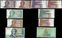 zestaw: 1, 5, 10, 100, 100.000 dinarów 1991, łąc