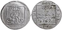 1 grosz srebrny 1767 FS, Warszawa, odmiana z wąs