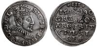 trojak  1590, Ryga, wąska głowa króla (korona z 