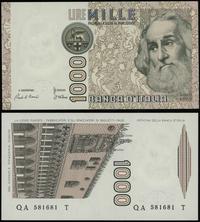 1.000 lirów 6.01.1982, seria QA-T, numeracja 581