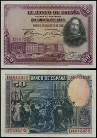 50 peset 15.08.1928, seria D, numeracja 4042936,