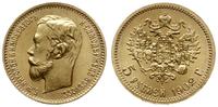 5 rubli 1902 АГ, Petersburg, złoto 4.30 g, piękn