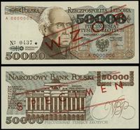 50.000 złotych 1.12.1989, seria A 0000000, czerw