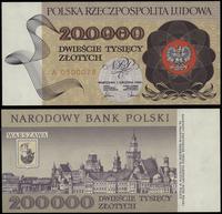 200.000 złotych 1.12.1989, seria A 0500078, pięk