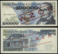 100.000 złotych 1.02.1990, seria A 0000000, czer