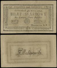 4 złote polskie 4.09.1794, seria 2-B, ładnie zac