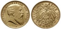 10 marek 1907 G, Karlsruhe, złoto 3.97 g, bardzo