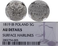 5 groszy 1819 IB, Warszawa, moneta w pudełku NGC