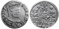 trojak  1586, Ryga, mała głowa króla, PO D L na 