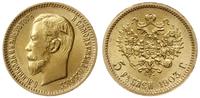 5 rubli 1903 AP, Petersburg, złoto 4.30 g, monet