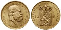 10 guldenów 1877, Utrecht, złoto 6.72 g, w piekn
