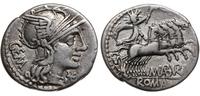 denar 134 pne, Rzym, Aw: głowa Romy w prawo, za 