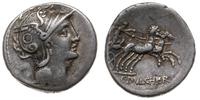 denar 110-109 pne, Rzym, Aw: głowa Romy w prawo,