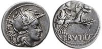 denar 77 pne, Rzym, Aw: głowa Romy w hełmie w pr