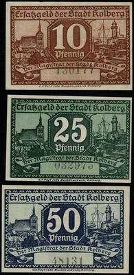 10, 25 i 50 fenigów 1.03.1917, razem 3 sztuki, w