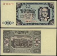 20 złotych 1.07.1948, seria KB 4945578, małe zag
