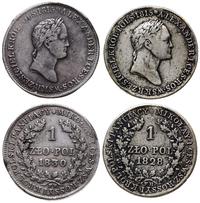 zestaw: 2 x 1 złoty 1828 i 1830, Warszawa, łączn